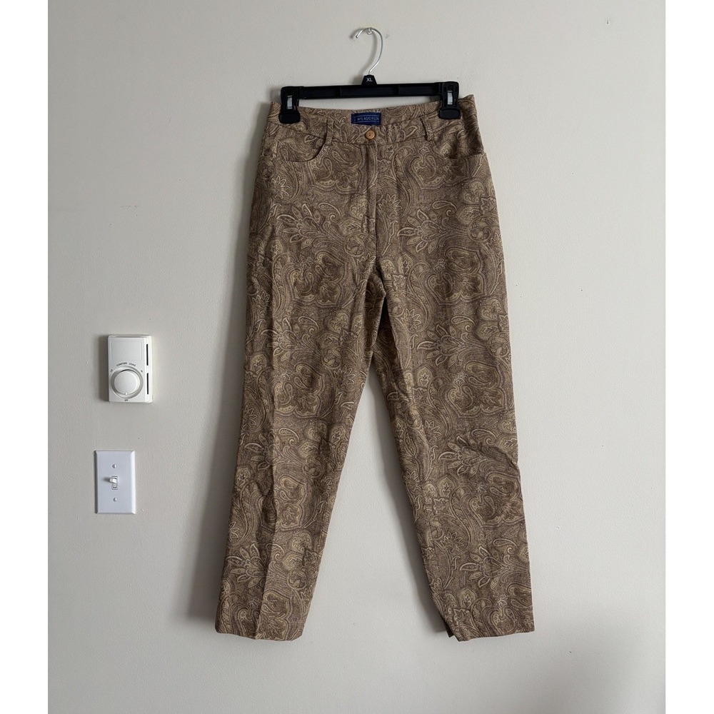 J McLaughlin Womens 6 Small Paisley Cotton Jeans Slim Stretch Tan Brown